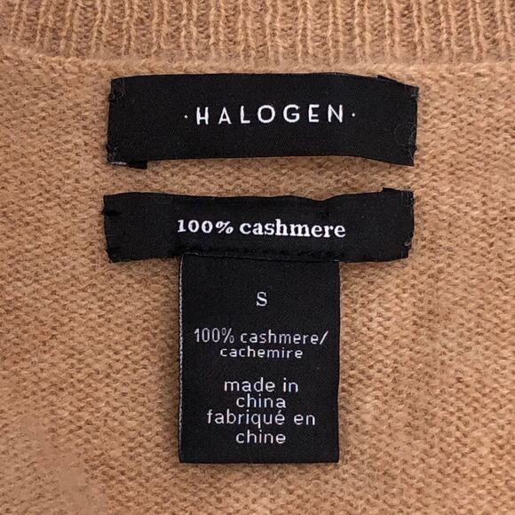 Halogen Sweater Womens S 100% Cashmere Camel V-Neck Long Sleeve - Picture 12 of 14